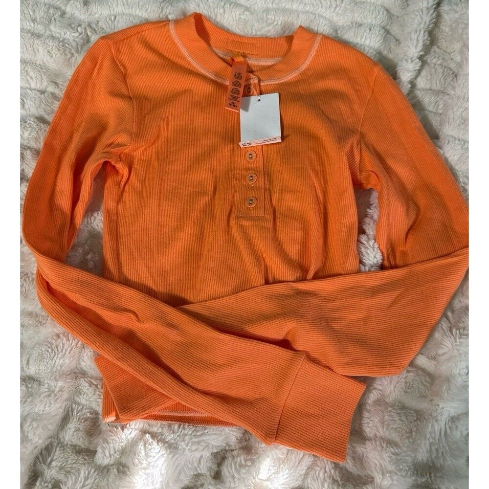 Skims NWT Cotton Rib Henley in APRICOT
